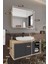 Lale 90 cm %100 Mdf Lavabolu Banyo Dolabı + Aynalı Dolap 5