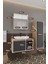 Lale 80 cm Set %100 Mdf Lavabolu Banyo Dolabı Aynalı Dolap Boy Dolabı 5