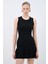 Volanlı Mini Triko Elbise Siyah 12445179000 1