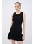 Volanlı Mini Triko Elbise Siyah 12445179000 4