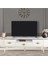 Duru TV Sehpası Beyaz Gold 2 Kapaklı 1 Çekmeceli Oval Detaylı Sehpa 180x40x53 Cm 2