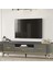 Duru Tv Sehpası Antrasit Gold 2 Kapaklı 1 Çekmeceli Oval Formlu Sehpa 180x40x53 Cm 2
