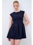 Pileli Mini Elbise Lacivert 12442882002 4