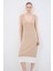 V Yaka Triko Elbise Camel 12445176000 3