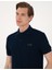 Erkek Lacivert Slim Fit Örme Dokulu Polo Yaka Tişört 50309959-VR033 2