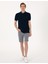 Erkek Lacivert Slim Fit Örme Dokulu Polo Yaka Tişört 50309959-VR033 4