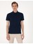 Erkek Lacivert Slim Fit %100 Pamuk Kıvrılmaz Amerikan Pike Polo Yaka Basic Tişört 50306154-VR033 1