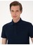 Erkek Lacivert Slim Fit %100 Pamuk Kıvrılmaz Amerikan Pike Polo Yaka Basic Tişört 50306154-VR033 2