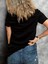 Baskılı Oversize Bisiklet Yaka T-Shirt - Siyah 2