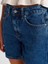 71996 Basic Orta Boy Denim Şort-Mavi 3