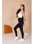 Kadın Siyah Yüksel Bel Slim Fit Tayt - 3060 4