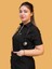 Fermuarlı Siyah Polo Yaka Hemşire Ve Doktor üniforması Scrubs Takım 4