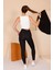 Kadın Siyah Yüksel Bel Slim Fit Tayt - 3060 9