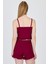 Bordo Ip Askılı Fırfırlı Şortlu Takım 0703 5