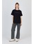 Siyah Yazı Baskılı %100 Pamuk Oversize Tişört 2150-3M 3