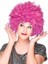 Fuşya Renk Kıvırcık Afro Bonus Peruk Saç Parti Peruğu (4172) 1