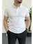 Erkek Slim Fit Düz Renk Pamuklu Soft Polo Tişört Beyaz EDW365 1