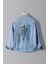 Erkek Slim Fit Sırt Baskılı Denim Kot Ceket Açık Mavi EDW371 1