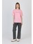 Pembe Yazı Baskılı %100 Pamuk Oversize Tişört 2150-5M 2