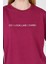 Bordo Yazı Baskılı %100 Pamuk Oversize Tişört 2150-5M 4