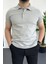 Erkek Slim Fit Düz Renk Pamuklu Soft Polo Tişört Gri EDW365 1