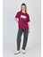 Bordo Yazı Baskılı %100 Pamuk Oversize Tişört 2150-7M 3