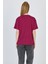 Bordo Yazı Baskılı %100 Pamuk Oversize Tişört 2150-7M 5