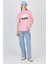 Pembe Yazı Baskılı %100 Pamuk Oversize Tişört 2150-7M 3