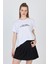 Beyaz Yazı Baskılı %100 Pamuk Oversize Tişört 2150-8M 1