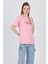 Pembe Yazı Baskılı %100 Pamuk Oversize Tişört 2150-8M 2