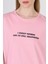 Pembe Yazı Baskılı %100 Pamuk Oversize Tişört 2150-8M 4