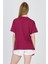 Bordo Yazı Baskılı %100 Pamuk Oversize Tişört 2150-8M 5