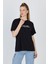 Siyah Yazı Baskılı %100 Pamuk Oversize Tişört 2150-8M 1