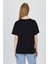 Siyah Yazı Baskılı %100 Pamuk Oversize Tişört 2150-8M 5