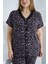 Bambu Kısa Kol Düğmeli Büyük Beden Kadın Pijama Takımı 74058 3