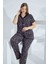 Bambu Kısa Kol Düğmeli Büyük Beden Kadın Pijama Takımı 74058 4