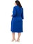 Büyük Beden Kruvaze Yaka Truvakar Kol Pileli Midi Saks Mavi Elbise 3