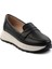 Siyah Leather Kadın Loafer Ayakkabı K01518015203 2