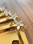 Lüx 6 adet Mineli Papatyalı Gold Kare Sunum Tepsisi Kahve ve Sunum Tepsisi 1