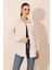Krem Düz Oversize Uzun Basic Gömlek 3900 4