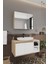 Lale Beyaz 90 cm %100 Mdf Lavabolu Banyo Dolabı + Aynalı Dolap 2