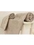 50x100-90x180 Bej İndantren Kadife Nakışlı Spa Banyo Havlu Seti 2