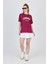 Bordo Yazı Baskılı %100 Pamuk Oversize Tişört 2150-9M 2