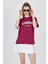 Bordo Yazı Baskılı %100 Pamuk Oversize Tişört 2150-9M 3