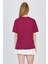 Bordo Yazı Baskılı %100 Pamuk Oversize Tişört 2150-9M 5