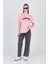 Pembe Yazı Baskılı %100 Pamuk Oversize Tişört 2150-9M 3