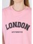 Pembe Yazı Baskılı %100 Pamuk Oversize Tişört 2150-9M 4