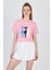 Pembe Oversize Zürafa Baskılı Tişört 2150-12M 2