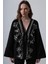 Siyah Nakış Işlemeli Müslin Kimono 3