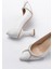 K-10 Beyaz Günlük Sarmal Taşlı Topuklu Kadın Ayakkabı 4